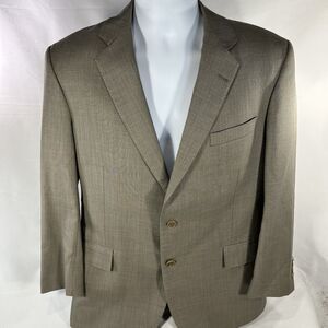 BROOKS BROTHERS BLAZER APPROX MENS 44 BEIGE BROWN TWO BUTTON WOOL SINGLE BREAST